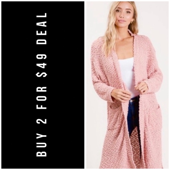 January Summer Sweaters - ❄️LAST2️⃣//BLUSH POPCORN MIDI CARDIGAN